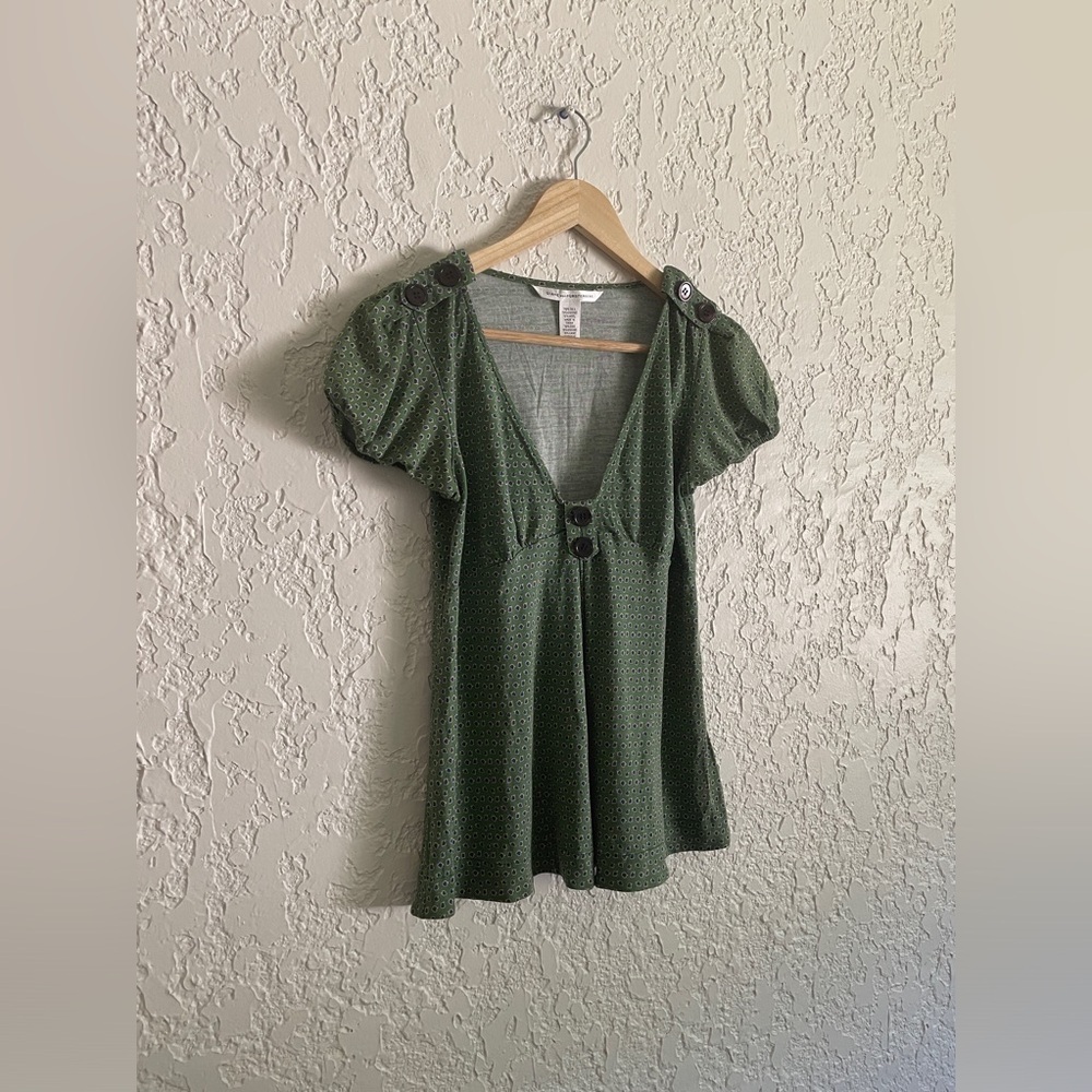 Diane von Furstenberg Green Silk Top Cami - M - Picture 2 of 5